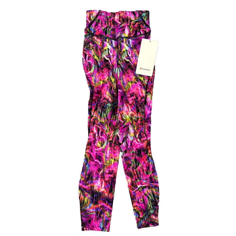 New Lululemon Leggings Size 0 Base Pace HR High Rise Tight 25 " HYFL Pink Multi